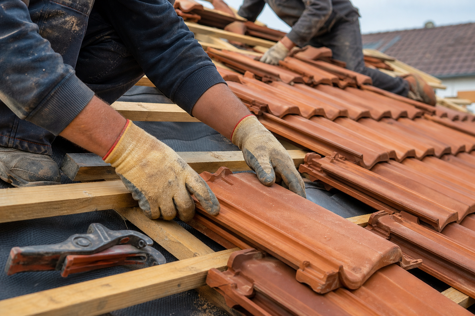 Pose de tuiles par RDV Chantiers