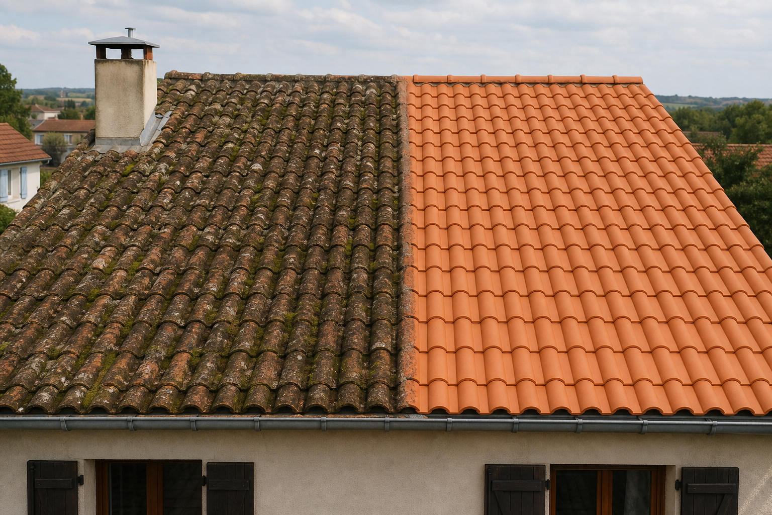 Comparaison avant et après rénovation de toiture
